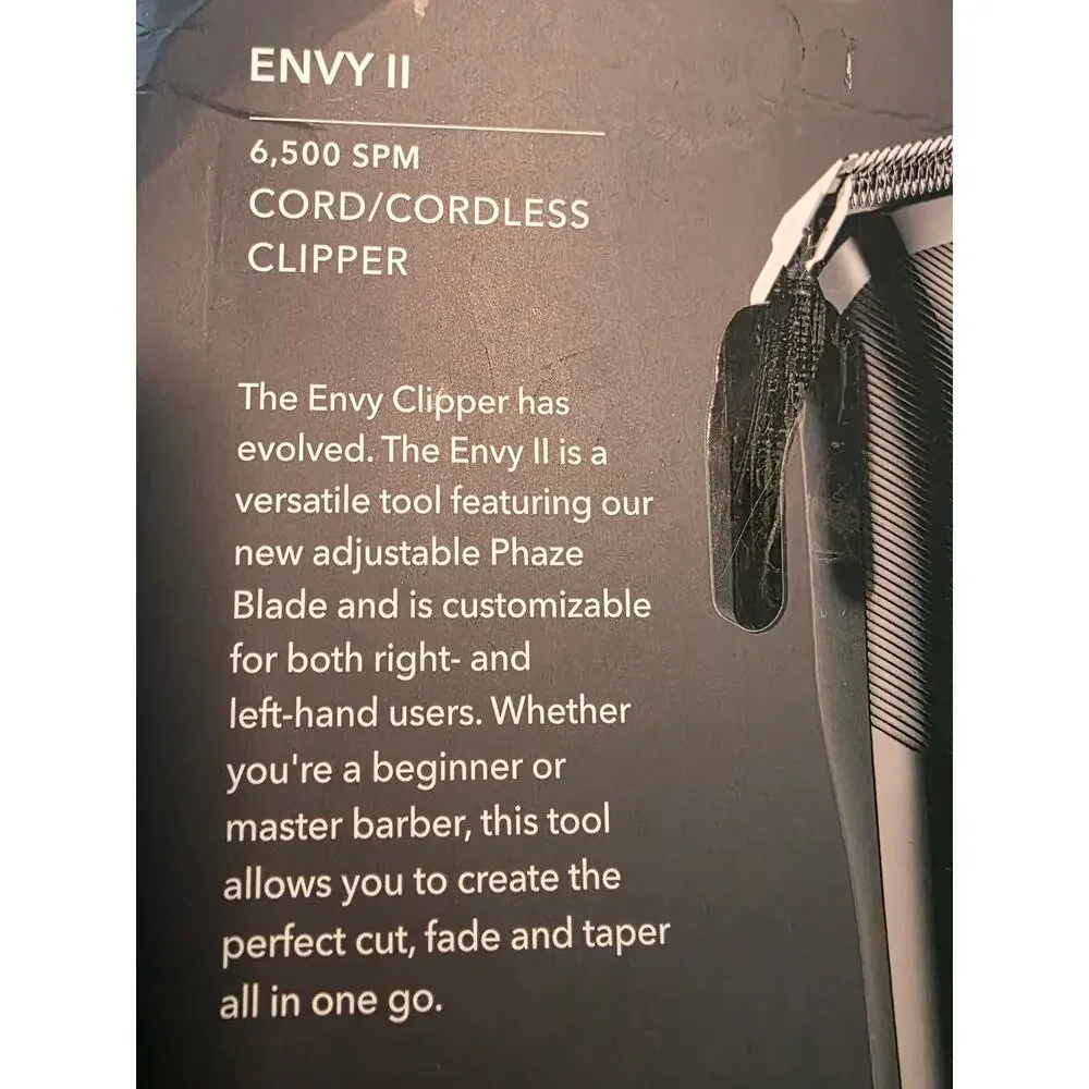 Andi Professional Envy II Cordless or Cord Clippers  And Original Power Adapter